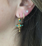 Antique Turquoise & Gold Drop Earring