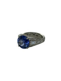 Blue Sapphire and Diamond Ring