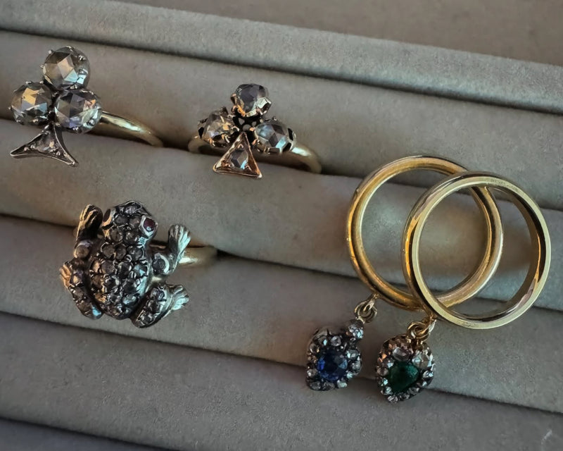 Blue Sapphire Heart Dangle Ring