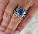 Blue Sapphire and Diamond Ring