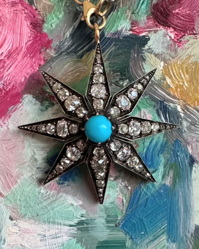 Starburst Pendant with Turquoise Cabochon