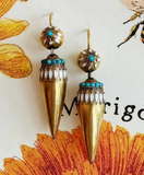 Turquoise and White Enamel Dart Earrings