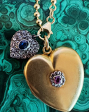 Gold Heart Locket with Ruby