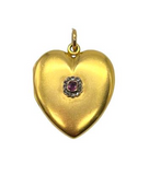 Gold Heart Locket with Ruby