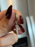 Pave Diamond Cross Charm Huggie Earrings