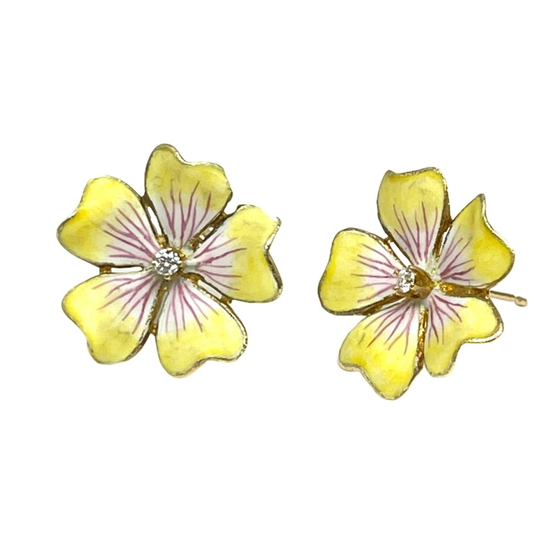 Yellow Flowers Enamel Earring