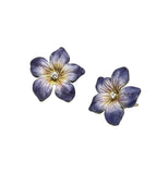 Purple Enamel Flower Earrings