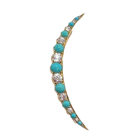 Turquoise & Diamond Crescent Pendant