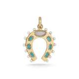 Turquoise Pearl Horseshoe Pendant