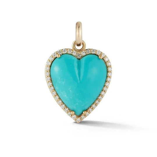Lab Created Turquoise and Diamond Heart Necklace